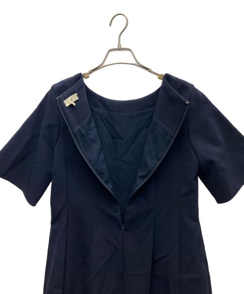 MW（エムダブリュー）MW (エムダブリュー) ストレッチ ボートネック ワンピース ネイビー サイズ:40の古着・服飾アイテム