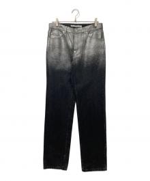 JOHN LAWRENCE SULLIVAN（ジョン ローレンス サリバン）の古着「GRADATION FLOC PRINTED DENIM 5POCKET / グラデーションフロックプリントデニム 5ポケット」｜ブラック×シルバー