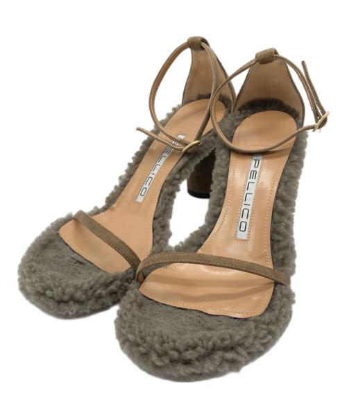 PELLICO（ペリーコ）PELLICO (ペリーコ) ムートンストラップサンダル ブラウン サイズ:36の古着・服飾アイテム