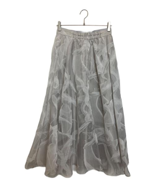 Mystrada（マイストラーダ）Mystrada (マイストラーダ) ベールフロッキースカート グレー サイズ:38の古着・服飾アイテム