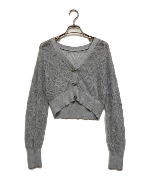 Snidel（スナイデル）Snidel (スナイデル) リボンビジューシアーカーディガン スカイブルー サイズ:FREEの古着・服飾アイテム