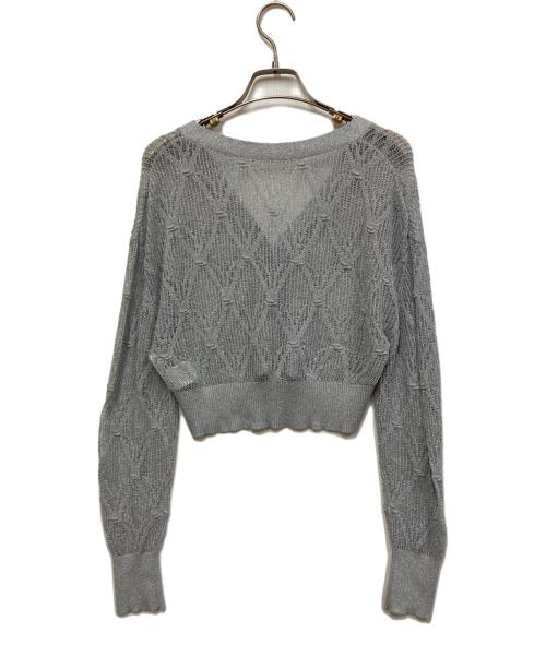 Snidel（スナイデル）Snidel (スナイデル) リボンビジューシアーカーディガン スカイブルー サイズ:FREEの古着・服飾アイテム