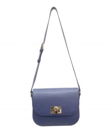 中古・古着通販】FURLA (フルラ) レザーショルダーバッグ ネイビー