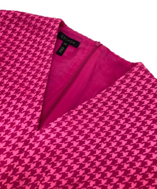 ESCADA（エスカーダ）ESCADA (エスカーダ) ハウンドトゥース柄ワンピース ピンク サイズ:34の古着・服飾アイテム