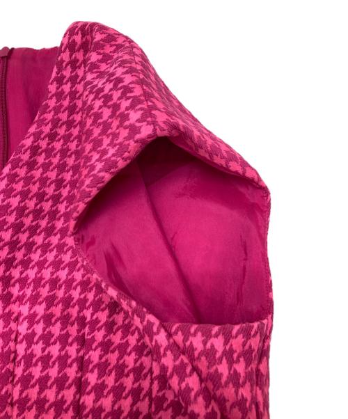 ESCADA（エスカーダ）ESCADA (エスカーダ) ハウンドトゥース柄ワンピース ピンク サイズ:34の古着・服飾アイテム