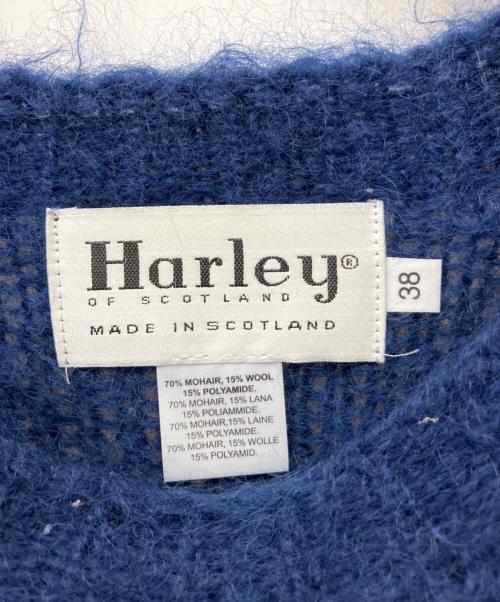 Harley of SCOTLAND（ハーレーオブスコットランド）HARLEY OF SCOTLAND (ハーレーオブスコットランド) モヘヤ混ニット ネイビー サイズ:38の古着・服飾アイテム