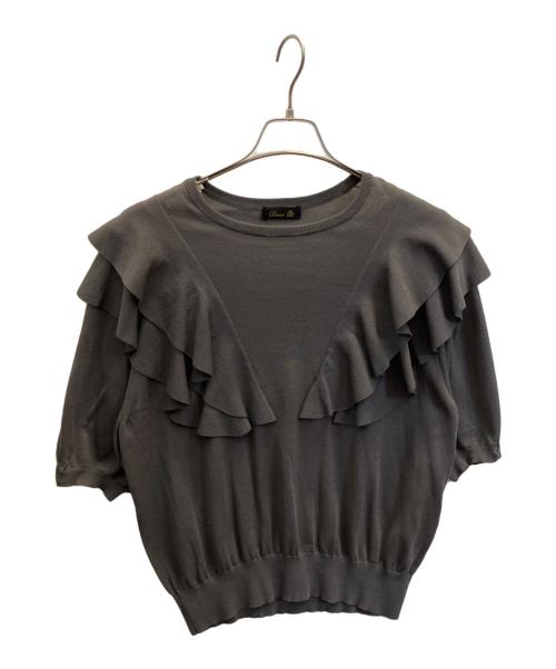 DRAWER（ドゥロワー）DRAWER (ドゥロワー) 16Gコットンダブルフリルショートスリーブニット グレー サイズ:フリーの古着・服飾アイテム