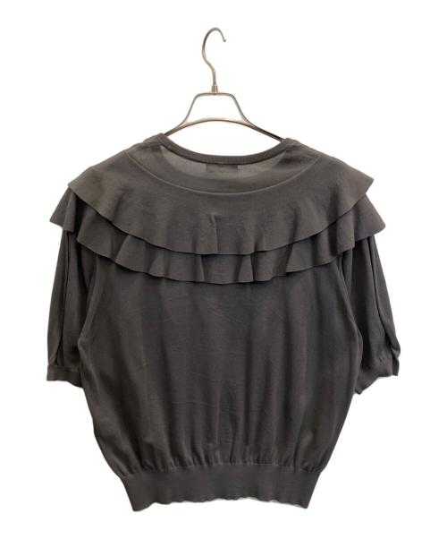 DRAWER（ドゥロワー）DRAWER (ドゥロワー) 16Gコットンダブルフリルショートスリーブニット グレー サイズ:フリーの古着・服飾アイテム