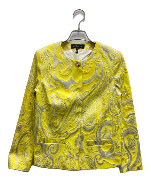 ESCADA（エスカーダ）ESCADA (エスカーダ) ジャガードセットアップ イエロー サイズ:ジャケット34 スカート38の古着・服飾アイテム