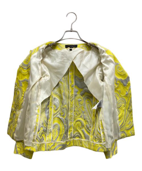 ESCADA（エスカーダ）ESCADA (エスカーダ) ジャガードセットアップ イエロー サイズ:ジャケット34 スカート38の古着・服飾アイテム