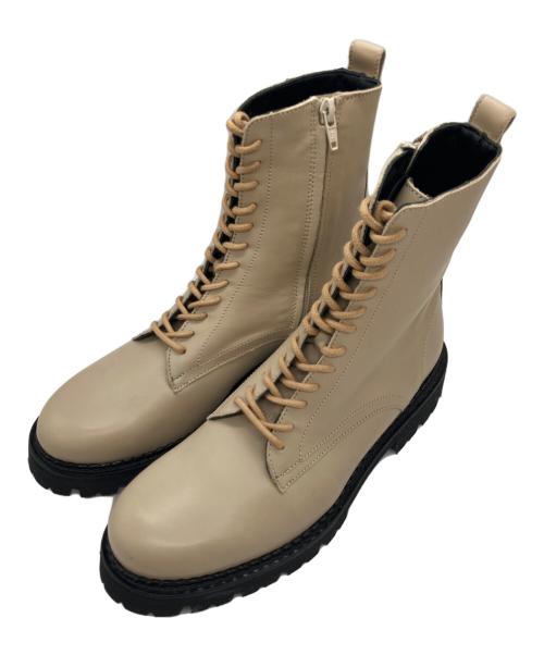 FABIO RUSCONI（ファビオルスコーニ）FABIO RUSCONI (ファビオルスコーニ) レースアップブーツ ベージュ サイズ:38の古着・服飾アイテム