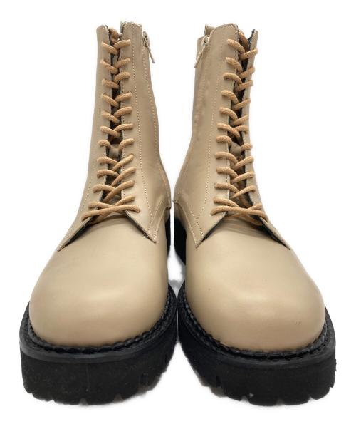 FABIO RUSCONI（ファビオルスコーニ）FABIO RUSCONI (ファビオルスコーニ) レースアップブーツ ベージュ サイズ:38の古着・服飾アイテム