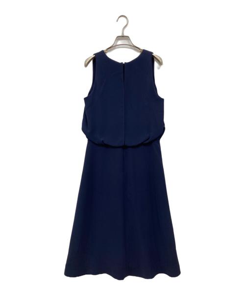 Pianoforte MaxMara（ピアノフォルテ マックスマーラ）Pianoforte MaxMara (ピアノフォルテ マックスマーラ) タックノースリーブワンピース ネイビー サイズ:44の古着・服飾アイテム