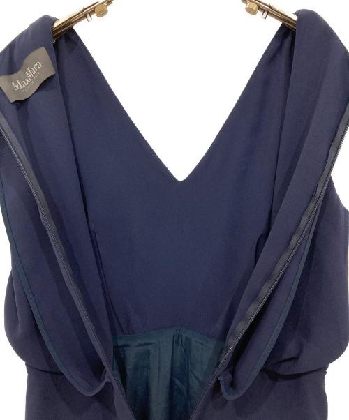 Pianoforte MaxMara（ピアノフォルテ マックスマーラ）Pianoforte MaxMara (ピアノフォルテ マックスマーラ) タックノースリーブワンピース ネイビー サイズ:44の古着・服飾アイテム