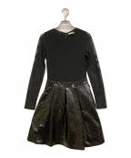 alice+oliviaアリスアンドオリビア）の古着「クロコレザーメッシュシースルー ワンピース」｜ブラック