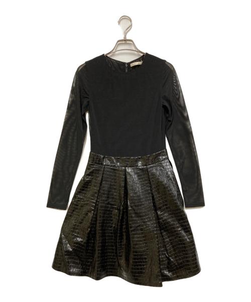alice+olivia（アリスアンドオリビア）alice+olivia (アリスアンドオリビア) クロコレザーメッシュシースルー ワンピース ブラック サイズ:SIZE 0の古着・服飾アイテム