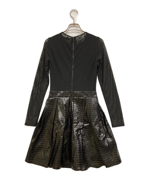 alice+olivia（アリスアンドオリビア）alice+olivia (アリスアンドオリビア) クロコレザーメッシュシースルー ワンピース ブラック サイズ:SIZE 0の古着・服飾アイテム