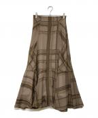Mystradaマイストラーダ）の古着「チェックエンブロイダリースカート」｜ブラウン