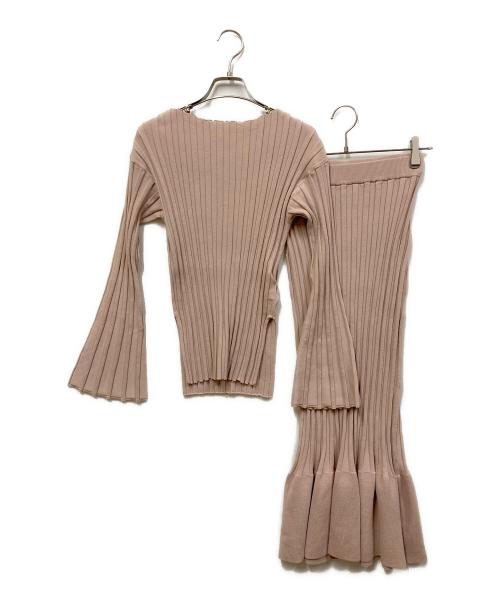 anuans（アニュアンス）anuans (アニュアンス) ワイドリブニットセットアップ ピンクベージュ サイズ:SIZE Freeの古着・服飾アイテム