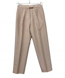 TOMORROW LAND collection（トゥモローランドコレクション）の古着「ウールシルクタッサー フロントタックテーパードパンツ」｜ピンク