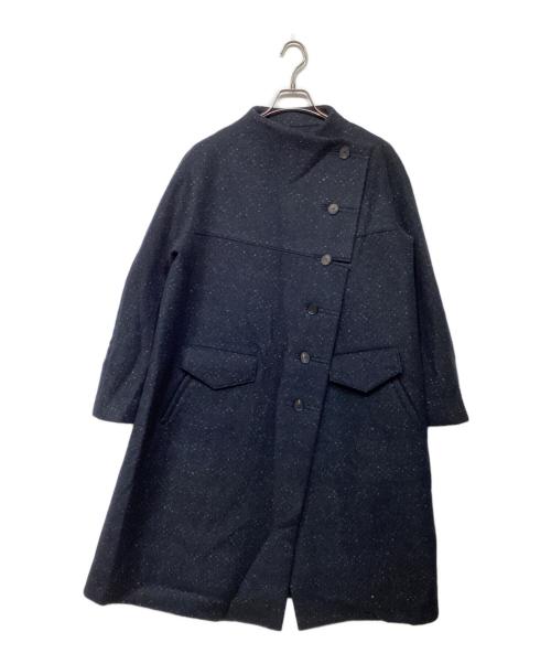 DAWEI（ダウェイ）DAWEI (ダウェイ) ウール混Aラインロングコート ネイビー サイズ:36の古着・服飾アイテム