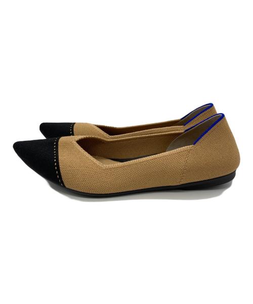 ROTHY'S（ロージーズ）ROTHY'S (ロージーズ) ポインテッドフラットパンプス ベージュ×ブラック サイズ:7の古着・服飾アイテム