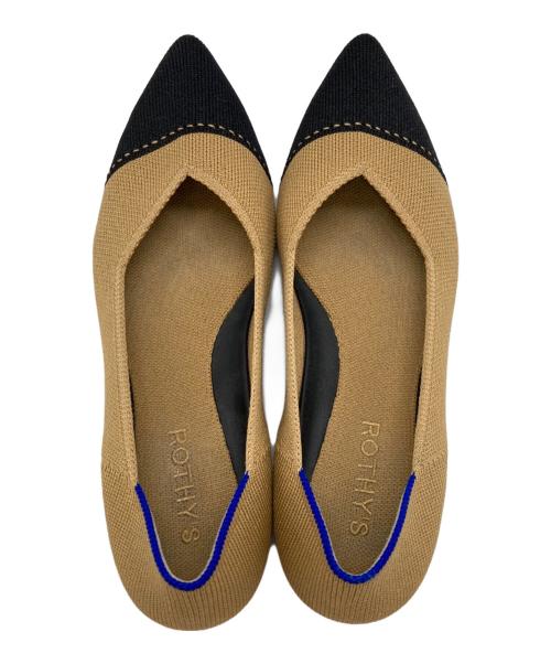 ROTHY'S（ロージーズ）ROTHY'S (ロージーズ) ポインテッドフラットパンプス ベージュ×ブラック サイズ:7の古着・服飾アイテム