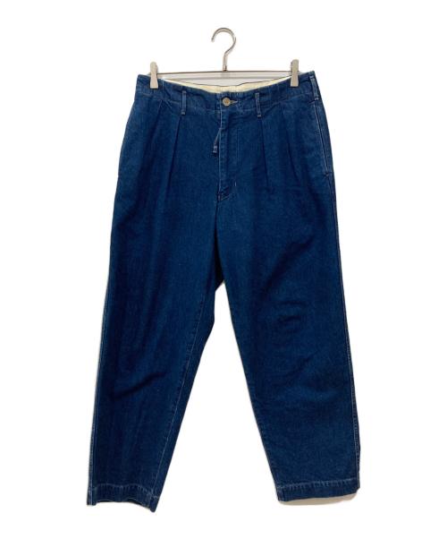 UNFIL（アンフィル）unfil (アンフィル) COTTON DENIM 2TUCK TROUSERS ブルー サイズ:4の古着・服飾アイテム