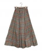 OBLIオブリ）の古着「ラインチェックスカート」｜ブラック×ナチュラル