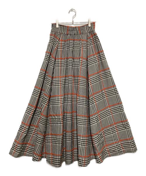 OBLI（オブリ）OBLI (オブリ) ラインチェックスカート ブラック×ナチュラル サイズ:Mの古着・服飾アイテム