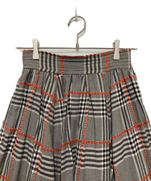 OBLI（オブリ）OBLI (オブリ) ラインチェックスカート ブラック×ナチュラル サイズ:Mの古着・服飾アイテム