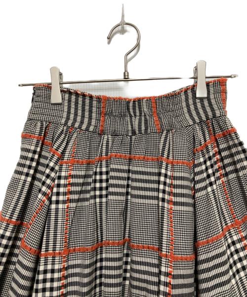 OBLI（オブリ）OBLI (オブリ) ラインチェックスカート ブラック×ナチュラル サイズ:Mの古着・服飾アイテム