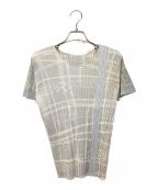 PLEATS PLEASEプリーツプリーズ）の古着「総柄プリーツカットソー」｜グレー
