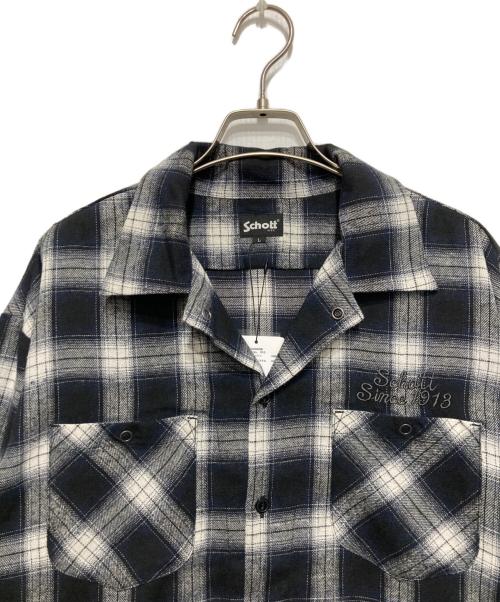 Schott（ショット）Schott (ショット) ロゴ刺繍チェックシャツ ブラック サイズ:Lの古着・服飾アイテム