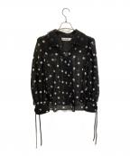 SELF PORTRAITセルフ ポートレイト）の古着「ポルカドットギャザーブラウス」｜ブラック