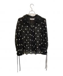 SELF PORTRAIT（セルフ ポートレイト）の古着「ポルカドットギャザーブラウス」｜ブラック