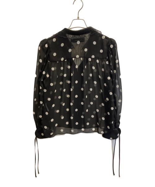 SELF PORTRAIT（セルフ ポートレイト）SELF PORTRAIT (セルフ ポートレイト) ポルカドットギャザーブラウス ブラック サイズ:UK8の古着・服飾アイテム