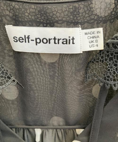 SELF PORTRAIT（セルフ ポートレイト）SELF PORTRAIT (セルフ ポートレイト) ポルカドットギャザーブラウス ブラック サイズ:UK8の古着・服飾アイテム