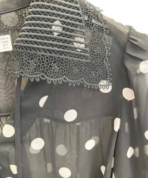 SELF PORTRAIT（セルフ ポートレイト）SELF PORTRAIT (セルフ ポートレイト) ポルカドットギャザーブラウス ブラック サイズ:UK8の古着・服飾アイテム