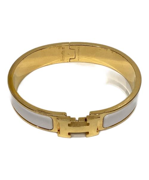 HERMES（エルメス）HERMES (エルメス) クリッククラック PM バングル ゴールド×ホワイトの古着・服飾アイテム