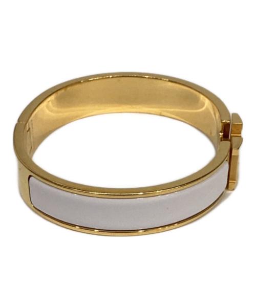 HERMES（エルメス）HERMES (エルメス) クリッククラック PM バングル ゴールド×ホワイトの古着・服飾アイテム