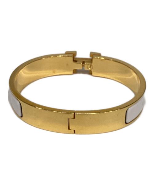 HERMES（エルメス）HERMES (エルメス) クリッククラック PM バングル ゴールド×ホワイトの古着・服飾アイテム