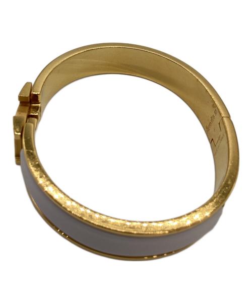 HERMES（エルメス）HERMES (エルメス) クリッククラック PM バングル ゴールド×ホワイトの古着・服飾アイテム