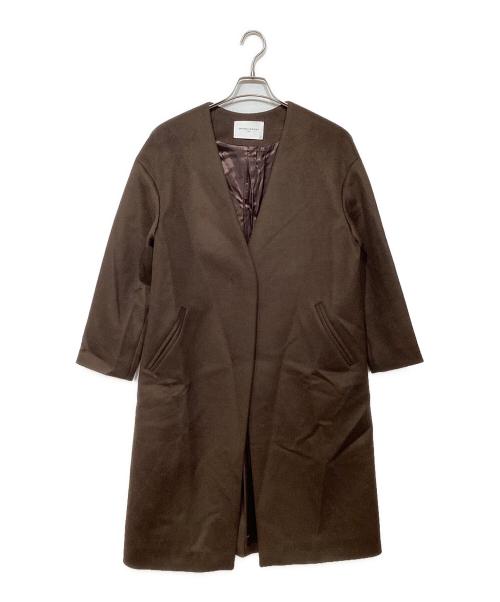 UNITED ARROWS（ユナイテッドアローズ）UNITED ARROWS (ユナイテッドアローズ) UWSC W/N Vノーカラーコート ブラウン サイズ:38の古着・服飾アイテム