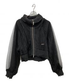 PRANK PROJECT（プランクプロジェクト）の古着「Tulle Layered Zip-Up Knit」｜ブラック