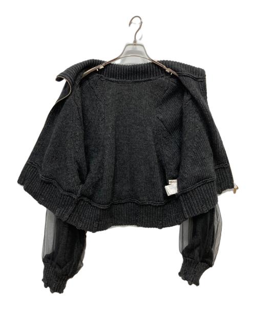 PRANK PROJECT（プランクプロジェクト）PRANK PROJECT (プランクプロジェクト) Tulle Layered Zip-Up Knit ブラック サイズ:FREEの古着・服飾アイテム