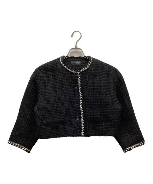 styling/（スタイリング）styling/ (スタイリング) ツイードミニ丈ジャケット ブラック サイズ:1の古着・服飾アイテム