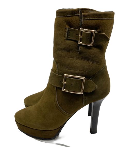 JIMMY CHOO（ジミーチュウ）JIMMY CHOO (ジミーチュウ) ボアスウェードブーツ カーキ サイズ:36 1/2の古着・服飾アイテム
