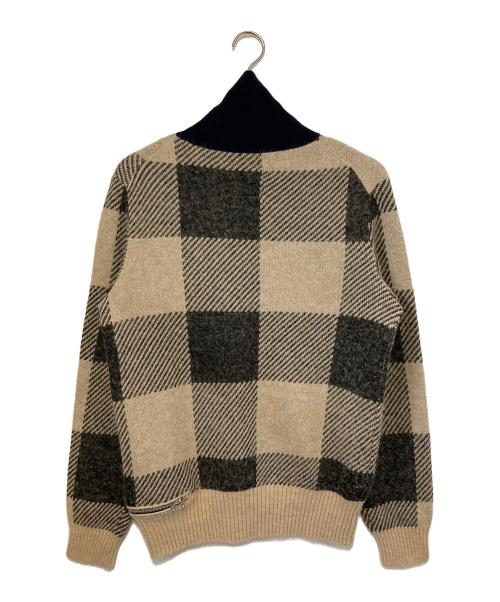 sacai（サカイ）sacai (サカイ) BUFFALO CHECK PULLOVER ZIPKNIT ブラウン サイズ:1の古着・服飾アイテム