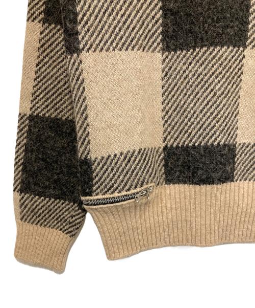 sacai（サカイ）sacai (サカイ) BUFFALO CHECK PULLOVER ZIPKNIT ブラウン サイズ:1の古着・服飾アイテム